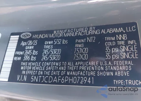 2023 Hyundai Santa Cruz Night z USA, uszkodzony, nr VIN 5NTJCDAF6PH072941